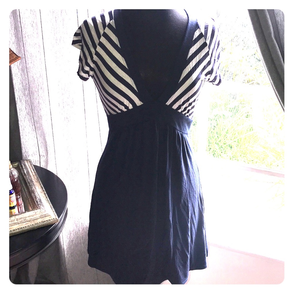 Navy Blue And Grey Mini Dress